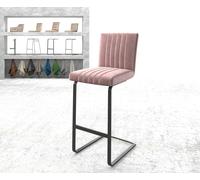 Chaise-de-bar Luiga-Flex velours rosé chaise cantilever métal plat