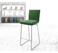 Chaise-de-bar Luiga-Flex velours vert cadre de patins acier inoxydable