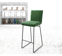 Chaise-de-bar Luiga-Flex velours vert cadre de patins métal