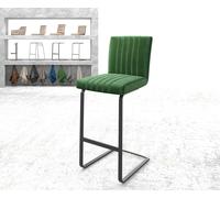 Chaise-de-bar Luiga-Flex velours vert chaise cantilever métal plat