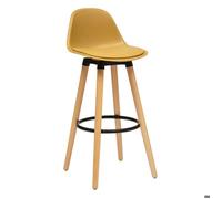 Chaise de bar ""Maxon"" en hêtre & métal H92,5cm jaune ocre - Atmosphera createur d'interieur