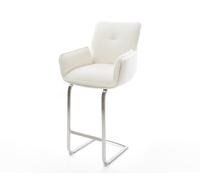 Chaise-de-bar Nela-Flex Bouclé doux Beige Pied cantilever acier inoxydable Argent