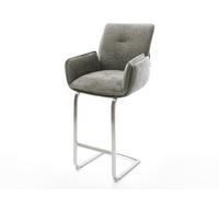 Chaise-de-bar Nela-Flex Bouclé doux Boue Pied cantilever acier inoxydable Argent