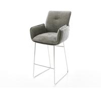 Chaise-de-bar Nela-Flex Bouclé doux Boue Pied trapèze acier inoxydable Argent