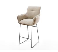 Chaise-de-bar Nela-Flex mélange de matériaux boue piétement traîneau métal ressorts ensachés