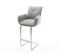 Chaise-de-bar Nela-Flex Tissu structuré doux Gris Pied cantilever acier inoxydable Argent