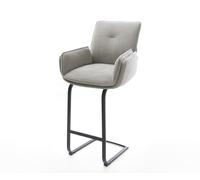 Chaise-de-bar Nela-Flex Tissu structuré doux Gris Pied cantilever plat noir Noir