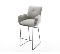 Chaise-de-bar Nela-Flex Tissu structuré doux Gris Pied trapèze noir Noir