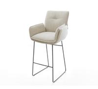 Chaise-de-bar Nela-Flex Tissu tissé doux Beige Pied trapèze noir Noir