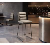 Chaise-de-bar Pela-Flex cuir véritable boue cadre à patins métal noir ressorts ensachés