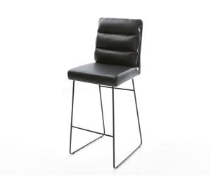Chaise-de-bar Pela-Flex cuir véritable noir cadre de patins métal