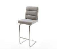 Chaise-de-bar Pela-Flex Tissu structuré doux Gris Pied cantilever acier inoxydable Argent