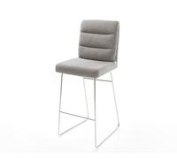 Chaise-de-bar Pela-Flex Tissu structuré doux Gris Pied trapèze acier inoxydable Argent