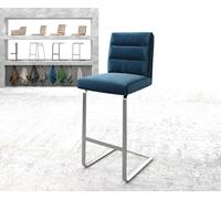 Chaise-de-bar Pela-Flex velours bleu chaise cantilever acier plat inoxydable