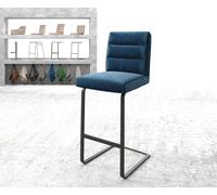 Chaise-de-bar Pela-Flex velours bleu chaise cantilever métal plat