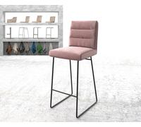 Chaise-de-bar Pela-Flex velours rosé cadre de patins métal