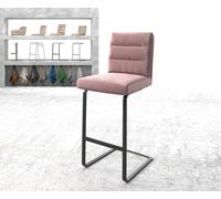 Chaise-de-bar Pela-Flex velours rosé chaise cantilever métal plat