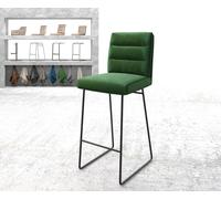 Chaise-de-bar Pela-Flex velours vert cadre de patins métal