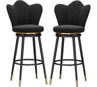 Chaise de Bar pivotante avec Les tabourets pivotants en Forme de pétale Back Kitchen Island Bar Comptoir Hauteur tabourets avec Repose-Pieds Jambes en métal Noir pour Pub Home Bar Dining Room