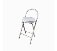 Chaise de bar pliante avec repose-pieds et tabouret rond rembourré en cuir pour salon, extérieur, cuisine, magasin, café, hauteur pratique et design de loisirs (blanc, 60 cm)