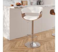 Chaise de bar réglable 59 81 cm en cuir synthétique blanc - basile