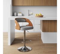 Chaise de bar réglable 62-84 cm en tissu gris clair - louis