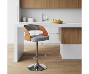 Chaise de bar réglable 62-84 cm en tissu gris clair - louis