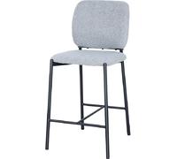 Chaise de bar RITA - Tissu gris clair - Pieds métalliques noirs - Hauteur 99 cm - Style design/industriel
