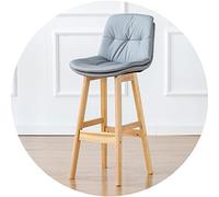 Chaise de bar tabouret en bois massif avec dossier, siège de siège à double couche et repose-pieds plus large, comptoir de bureau réception tabourets (taille: 71 cm, couleur: gris foncé) (gris clair