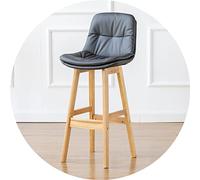 Chaise de bar tabouret en bois massif avec dossier, siège de siège à double couche et repose-pieds plus large, comptoir de bureau réception tabourets (taille: 71 cm, couleur: gris foncé) (gris foncé