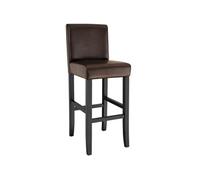 Tabouret de bar - TECTAKE - Chaise de bar avec revêtement en cuir synthétique et hauteur d'assise 76 cm - Marron