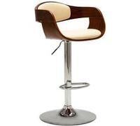 vidaXL Chaise de Bar Tabouret de Bar Chaise de Bistro Chaise de Comptoir Chaise de Salon Tabouret de Café Maison Crème Similicuir Bois Courbé
