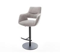 Chaise-de-bar Yago-Flex Cordon gris argenté Pied pivotant réglable en hauteur Métal noir pivotant Ressorts ensachés