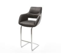 Chaise-de-bar Yago-Flex Microfibre Anthracite Vintage Chaise cantilever plate Acier inoxydable Ressorts ensachés