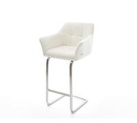 Chaise-de-bar Yulo-Flex Bou oux Beige Pied cantilever acier inoxydable Argent