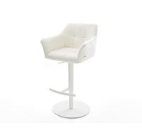 Chaise-de-bar Yulo-Flex Bou oux Beige Pied pivotant réglable en hauteur blanc Blanc