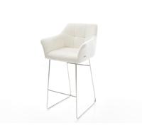 Chaise-de-bar Yulo-Flex Bou oux Beige Pied trapèze acier inoxydable Argent