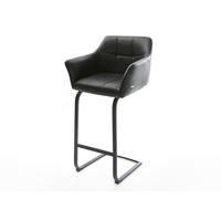 Chaise-de-bar Yulo-Flex cuir véritable noir chaise cantilever métal plat