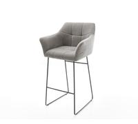 Chaise-de-bar Yulo-Flex Tissu structuré doux Gris Pied trapèze noir Noir