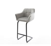 Chaise-de-bar Yulo-Flex velours gris chaise cantilever métal plat