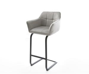 Chaise-de-bar Yulo-Flex velours gris chaise cantilever métal plat