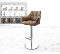 Chaise-de-bar Yulo-Flex vintage marron base tournante réglable en haut acier inoxydable