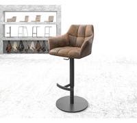 Chaise-de-bar Yulo-Flex vintage marron base tournante réglable en haut métal