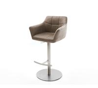 Chaise-de-bar Yulo-Flex vintage taupe base tournante réglable en haut acier inoxydable