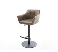 Chaise-de-bar Yulo-Flex vintage taupe base tournante réglable en haut métal