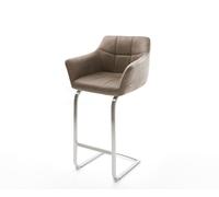 Chaise-de-bar Yulo-Flex vintage taupe cantilever plat acier inoxydable