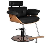 Chaise de barbier Fauteuil Barbier classique élégant moderne Noir marron Florence