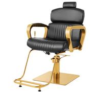 Chaise De Barbier Métallique À Inclinaison Hydraulique avec Système Hydraulique, Rotation À 360°, Structure en Acier Inoxydable Et Mousse Haute Densité