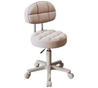 Chaise de barbier pivotante réglable avec roulettes - Chaise de maquillage polyvalente avec dossier pour salon, chambre à coucher, salon et spa - Solution d'assise confortable et élégante