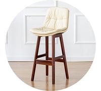 Chaise de barre en caoutchouc en bois haut tabouret avec dossier, siège de siège à double couche et élargissement du repose-pieds, comptoir de restaurant réception tabourets, cadre marron (taille: 71